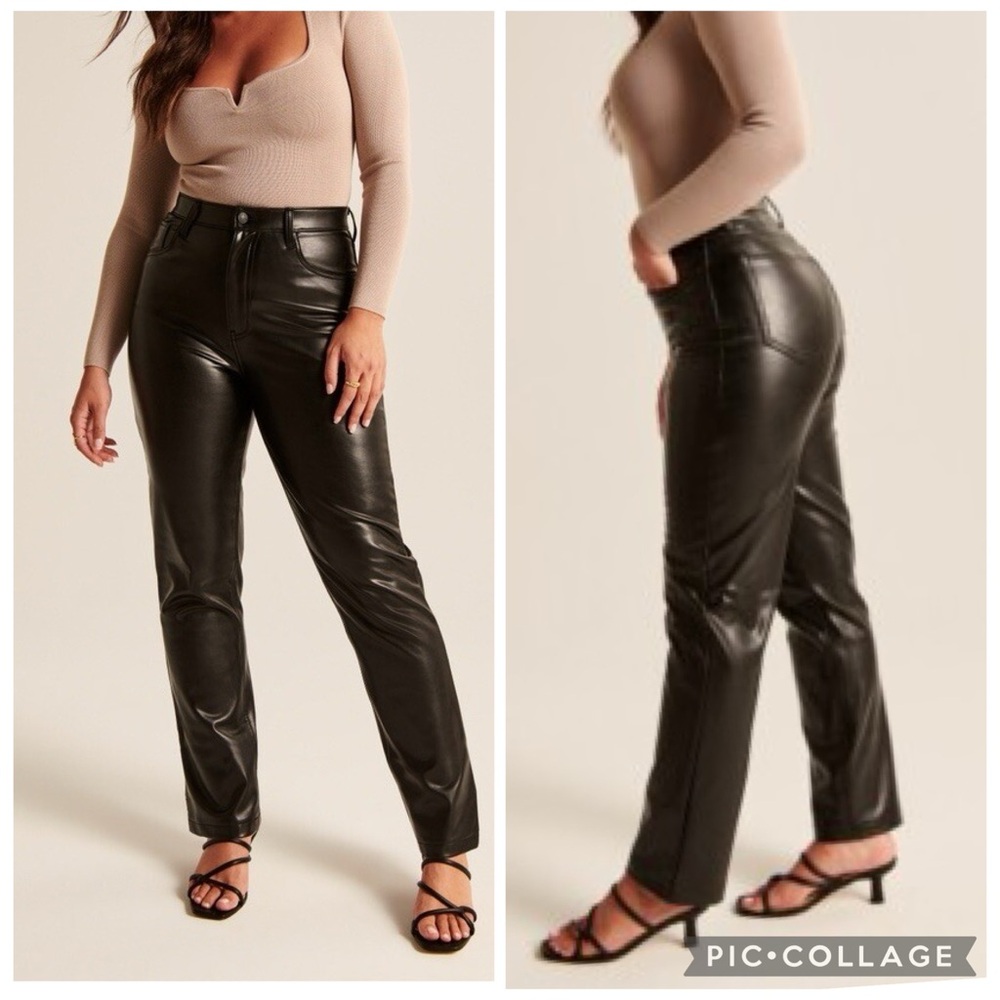 Abercrombie & Fitch Faux Leather Pants Women the 90s Straight Ultra High Rise 18